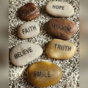 Decorative Engraved Sayings Real Pebble Rocks